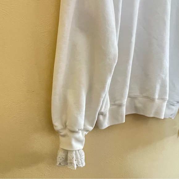 J Crew Lace Collar Crewneck White Sweatshirt Sz-M - Picture 7 of 11